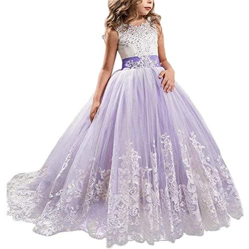 NNJXD Girls Princess Pageant Dress Kids Prom Ball Gowns Wedding Party Flower Dresses (7-8 Years, Purple 4)