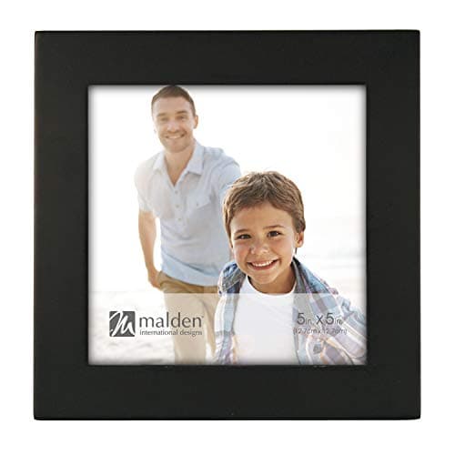 Malden Int Designs 5x5 Black Linear Square Picture Frame