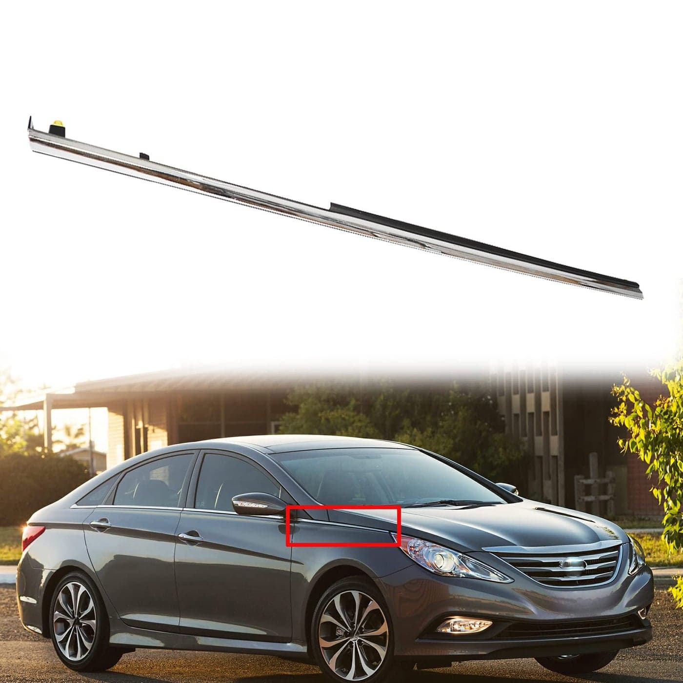 munirater Front Right Passenger Fender Garnish Chrome Molding Trim Replacement for 2011 2012 2013 2014 2015 Sonata 877713S000 877713S001