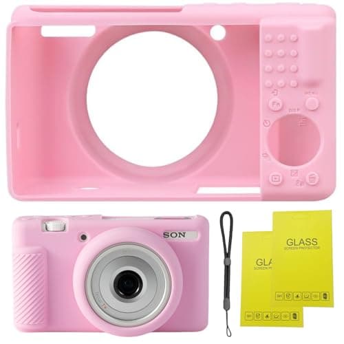 SZHSYJY Camera Case for Sony ZV1F ZV1 IIZV1M2 Digital CameraZV1F Soft Silicone Protective BagAntiScratch Slim Fit Soft Sleeve with ZV1 F Screen Protector and Strap Wrist Pink
