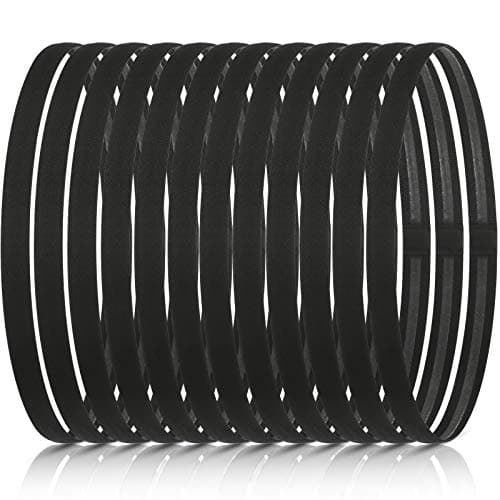 WILLBOND 12 Pieces Thin Non-Slip Elastic Sport Headbands, Hair Bands with Non Slip Silicone Grip Exercise Hair Sweatbands for Men Women Football Basketball Soccer Tennis Yoga (Black)