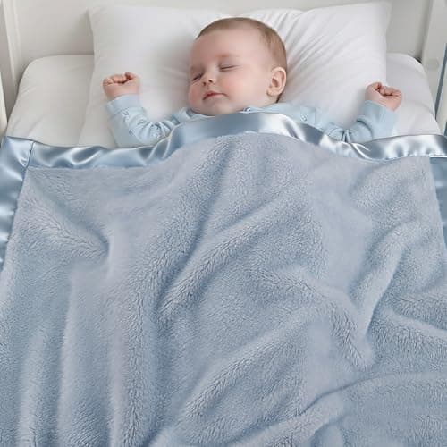 Pro Goleem Fleece Baby Blanket with 2 Inch Satin Trim Soft Anti-Static Plush Blanket for Boys and Girls Christmas Baby Gifts for Babies 30''x40'',Blue