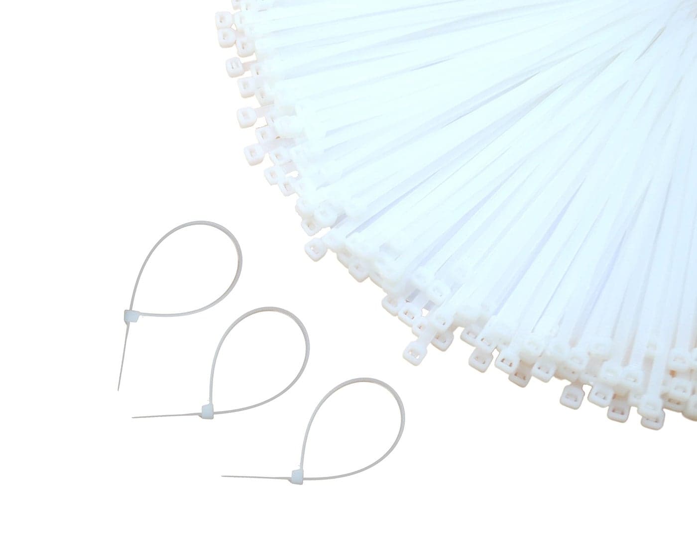 GLOBOMOTIVE Teeth Grip Nylon Self Locking Cable Ties, White (150 mm x 3.6 mm,6 inch, Pack of 200) - Heavy Duty Strong Zip Wire Fastener Organizer Tie