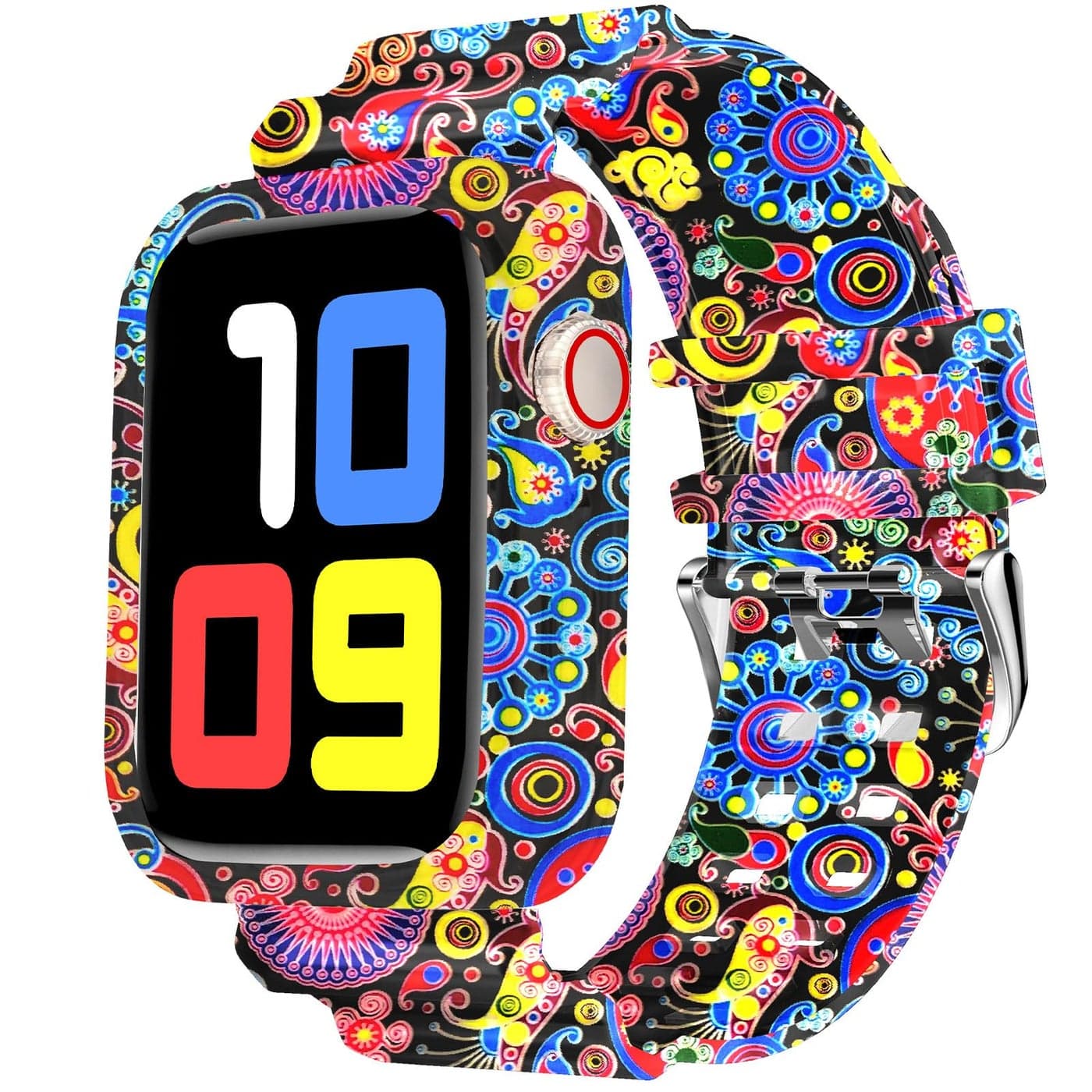 DABAOZA Compatible for Clear Apple Watch Band with Bumper Case 41mm 40mm 38mm Women Men Glitter Bling TPU Sport Strap for iWatch SE Ultra 3 2 Series 11 10 9 8 7 6 5 4 3 2 1Peacock414038