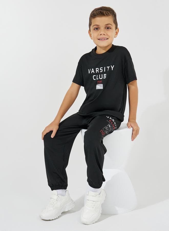 Varsity Print Oversized T-Shirt & Joggers Set