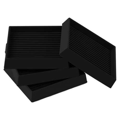 3x3 Square Rubber Furniture Caster Cups, Anti-Sliding Furniture Pads Bed Stopper Floor Protectors with Grip - Protect Any Flooring