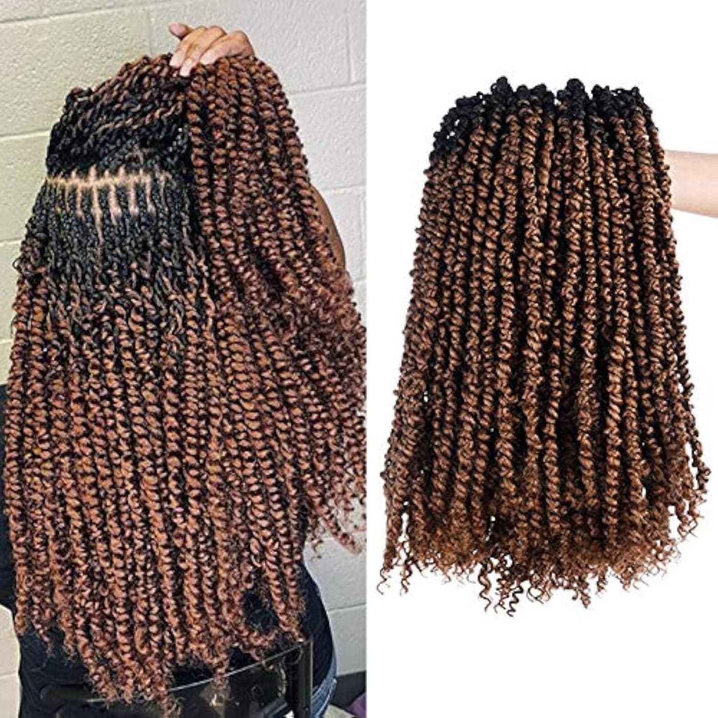 Silike Passion Twist Crochet Hair 18inch 6packs PreTwisted Synthetic Long Curls 12 Roots Braiding Hair Extensions For Women 18 inch ombre 30
