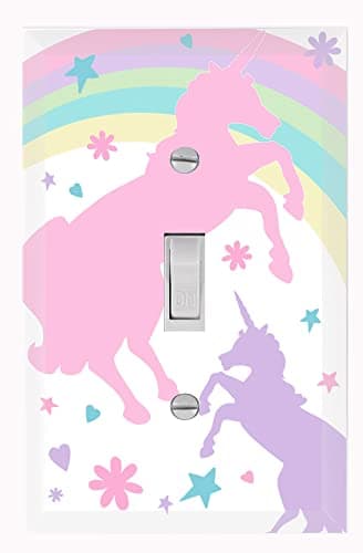 Girls Room Decor Light Switch Cover Plate Kids Room, Decorative Wall Accent for Baby Nursery, Teen Toddler Bedroom Bathroom Playroom (Pastel Unicorn)