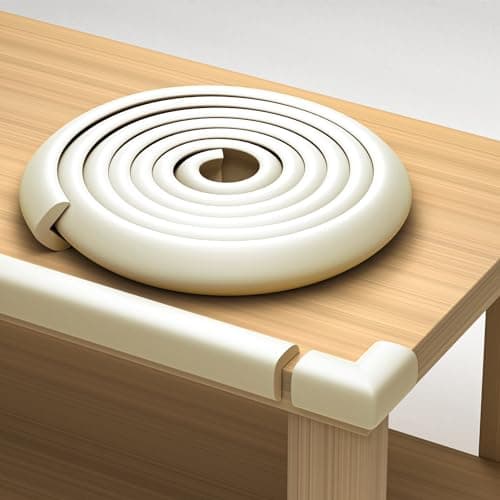 Furniture Edge and Corner Guards 204ft Protective Foam Cushion 18ft Bumper 8 Adhesive Childsafe Corners Baby Child Proofing Set NonToxic and Safe for Table Fireplace Countertop White