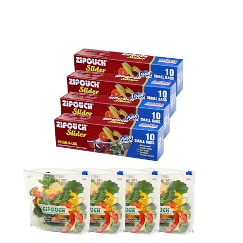 ZIPOUCH 40 Multipurpose Slider Storage Bags | Reusable Zip pouch for Fridge Storage & Microwave Safe | Zip lock bag for Food Storage | Slider Zip lock pouch | Food Grade Ziplock Bag - Small 21x18cm