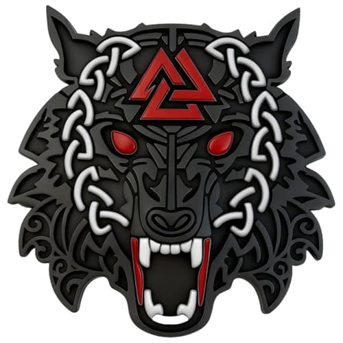 Viking Fenrir Wolf Car Emblem Metal 3D Badge with Yellow GlowinTheDark Eyes 3M Adhesive Norse Wolf Head Decal for Car Truck Motorcycle or Home Decor Matte Black