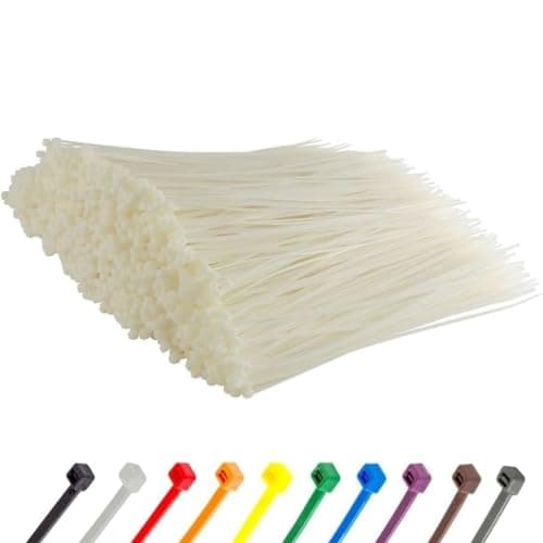 GTSE 14 Inch White/Clear Zip Ties, 1,000 Bulk Pack, 50lb Strength, UV Resistant Long Nylon Cable Ties, Self-Locking 14" Tie Wraps