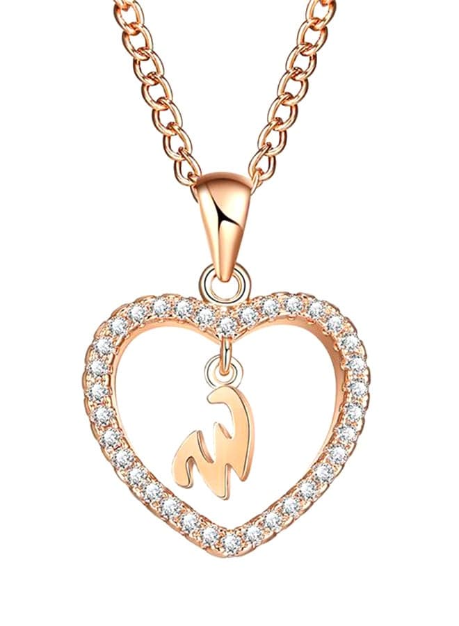 Concise Hollowed Heart Alphabet Pendant Necklace