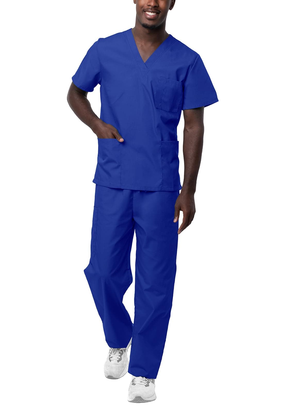 Sivvan Unisex Scrubs - Classic V-Neck Top & Drawstring Pants Scrub Set - S8400 - Royal Blue - M