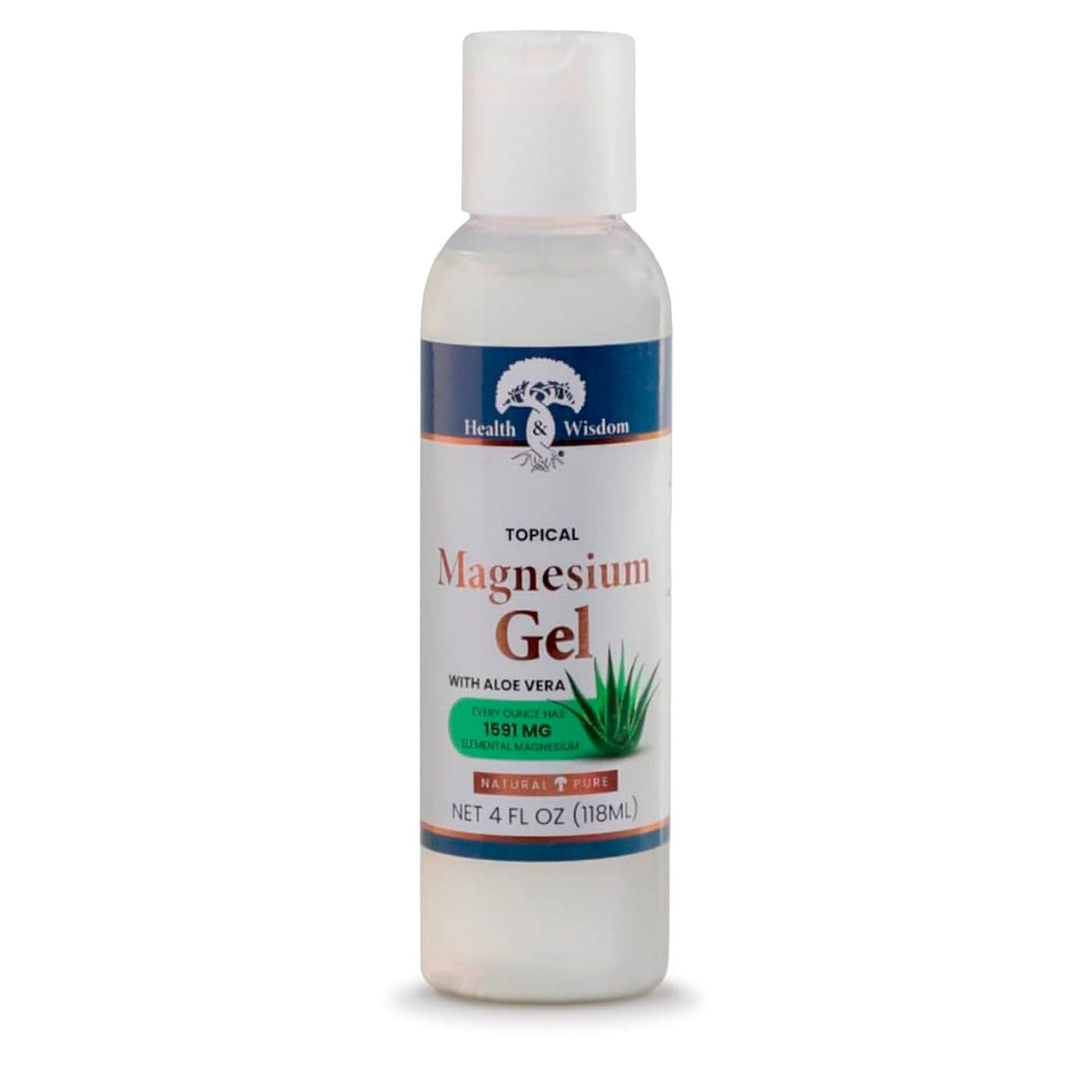 Health and Wisdom Topical Magnesium Gel with Aloe Vera Magnesium Gel Topical for Muscles Magnesium Topical Gel Gel Magnesium All Natural Magnesium Gel Magnesium Chloride Gel 4 Fl Oz