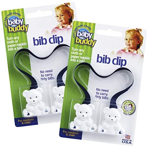Baby Buddy Bib Clip, Newborn Must Have and Travel Essential, Turn any Cloth, Towel, or Napkin into a Bib for Feeding or Teething, Navy, 2 Pack - Made in USA