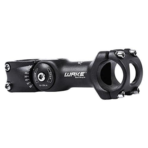 Wake MTB Stem 31.8 110mm 60 Degree Adjustable Bike Stem Mountain Bike Stem Short Handlebar Stem for Most Bicycle, Road Bike, MTB, BMX, Fixie Gear, Cycling (Alloy, Lightweight, Black)