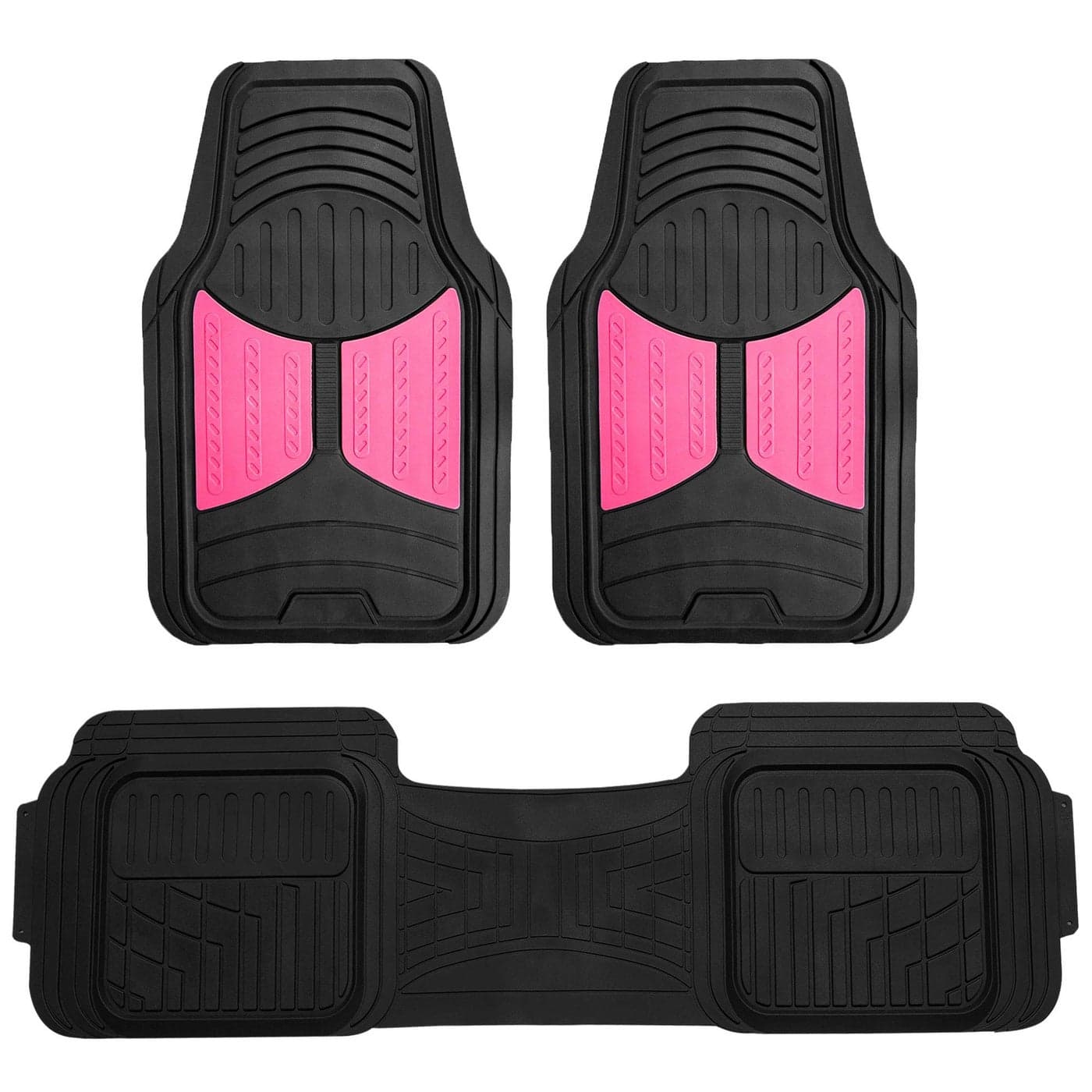 FH Group Car Floor Mats HeavyDuty Rubber Floor Mats for Cars Universal Fit Full Set Trimmable Automotive Floor Mats Climaproof Floor Mats for Most Sedan SUV Truck Floor Mats Pink