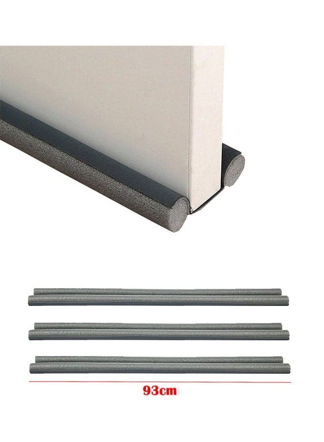 3 Piece Foamed Cotton Door Bottom Noise Reduction Sealing Strip Grey 93cm