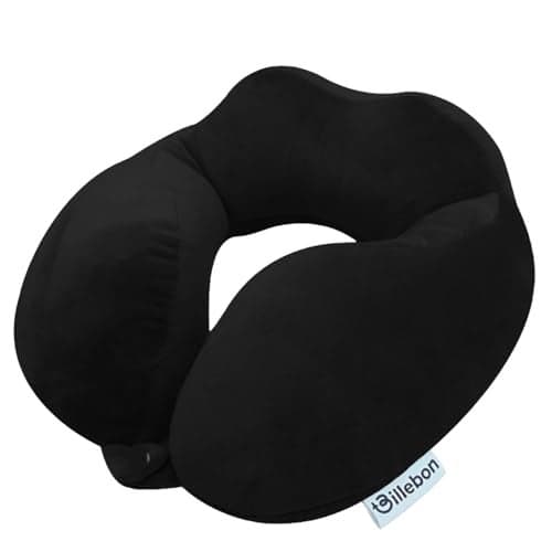 Billebon Premium Neck Pillow Airplane Travel Pillow Neck Adjustable 360 Degree Support Head Rest Neck Support Pillow for Travel (Black)