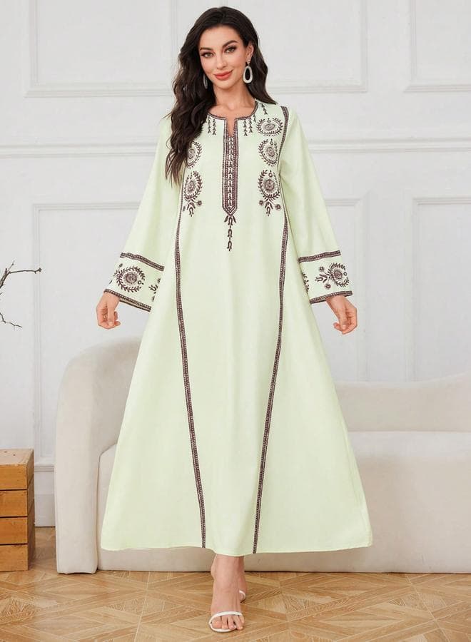 Embroidered Long Sleeve A-Line Jalabiya