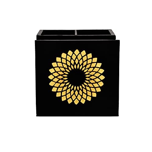 Lalhaveli Wood Cutlery Holder/Organizer Stand for Kitchen, Dining Table Spoon Fork Stand Box Table Top (5.5X5.5X5, Black)