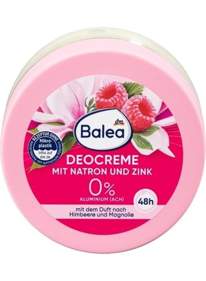 Balea Deodorant Cream 50 ml, Effective Deodorant 48 Hours, No Aluminium Salts, Raspberry and Magnolia Fragrance
