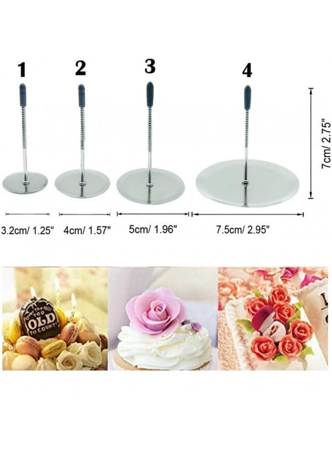 Cake Flower Nail Lifters Set Stainless Steel Baking Tools for Icing Flowers Decoration (White)