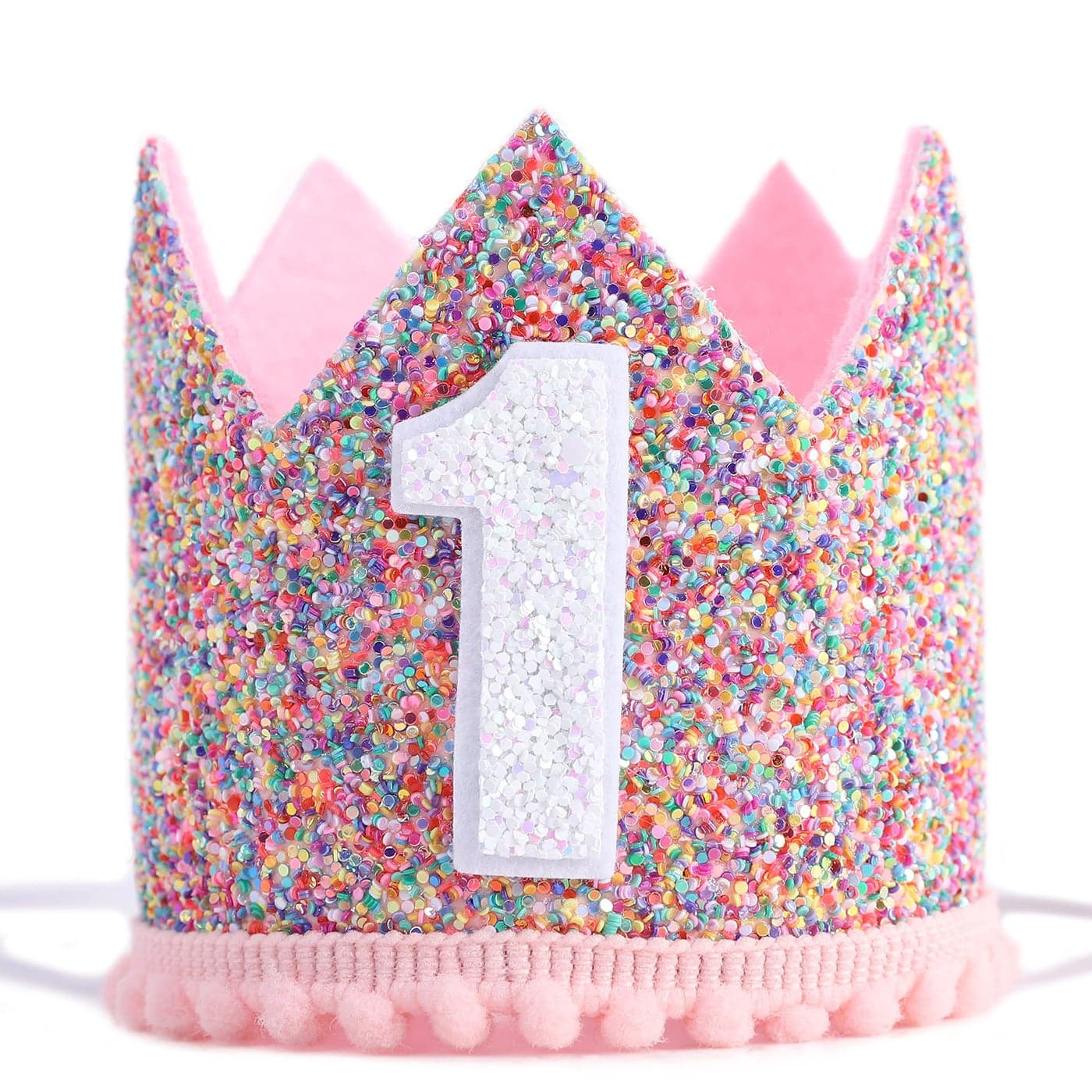 WAHAWU Rainbow Crown for 1st Birthday Party Glitter Birthday Crown Birthday Hats for Kids Babys Birthday Photo Props Crown Birthday Decoration Little Girls Hair Accessories Party