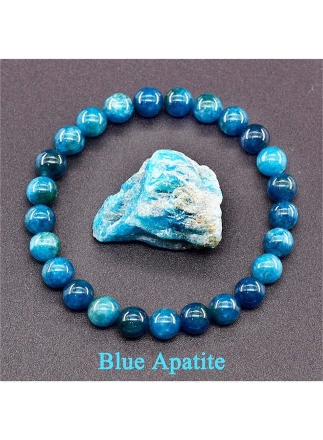 Natural Apatite Crystal Bracelet for Women, Blue Handmade Beaded Jewelry, Lucky Charm and Wealth Attraction Boho Style Bracelet