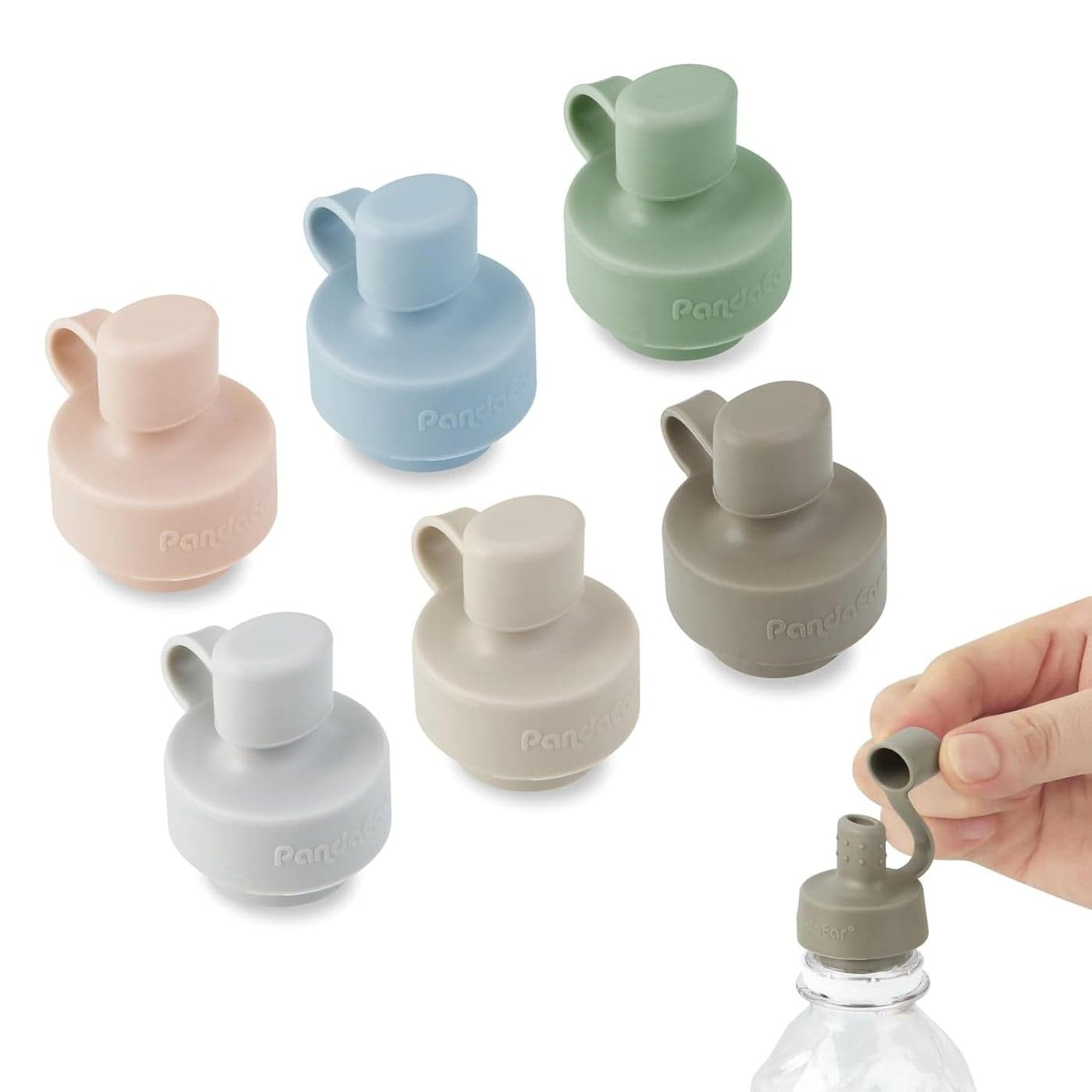 PandaEar 6 Pack Updated Silicone Water Bottle Cap Baby No Spill Bottles Top Spout Adapter for Toddlers Kids BPA Free LeakProof Multicolor