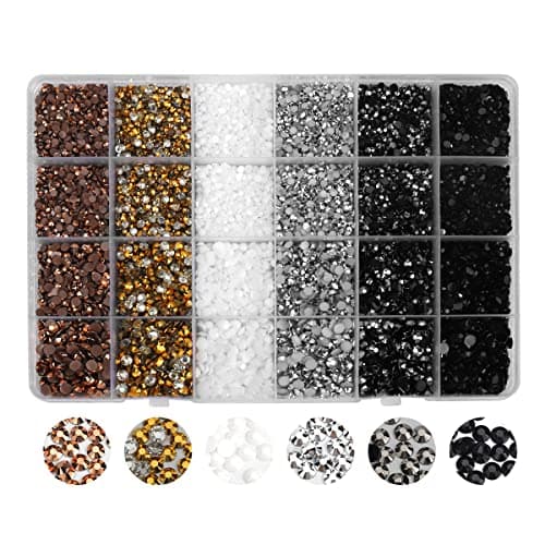 Flatback Rhinestones 21000pcs Resin Rhinestones Nonhotfix Crystals Gemstones 6 Colors for Crafts Handmade Nails Makeup Face DIY Decoration 345mm Gold Rhinestones