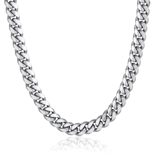 Curb Cuban Link Chain Necklaces for Men Jewelry 28inch Stainless Steel Colar Silver Color