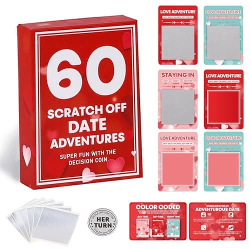 YHNTGB 60 Valentines Day Date Night Ideas Scratch Off Cards Set Unique and Romantic Couple Date Night Activities Fun Couple Gifts for Women Men Her Him Creative Gifts for Anniversary Wedding