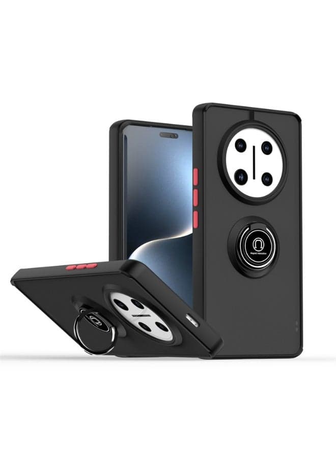 Cover for Honor Magic 7 Lite 5G, Translucent Anti-Scratch Shockproof Case with 360° Ring Holder, PC+TPU Bumper Case