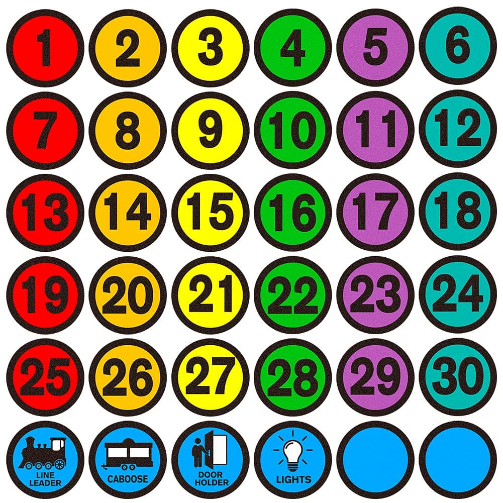 WhatSign Line up Spots for Classroom Floor Stickers 36Pcs Number Stickers Floor Numbers for Classroom Lining up for Back to School Kindergarten Preschool Elementary Supplies