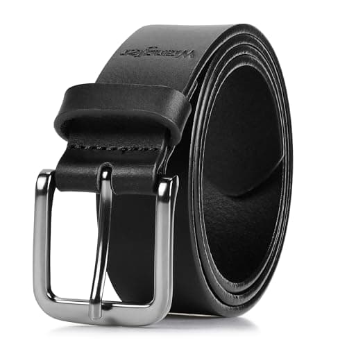 Wrangler Men’s Full Grain Genuine Leather 35mm Thick Casual Belt for Jeans, Pants - Black, 42