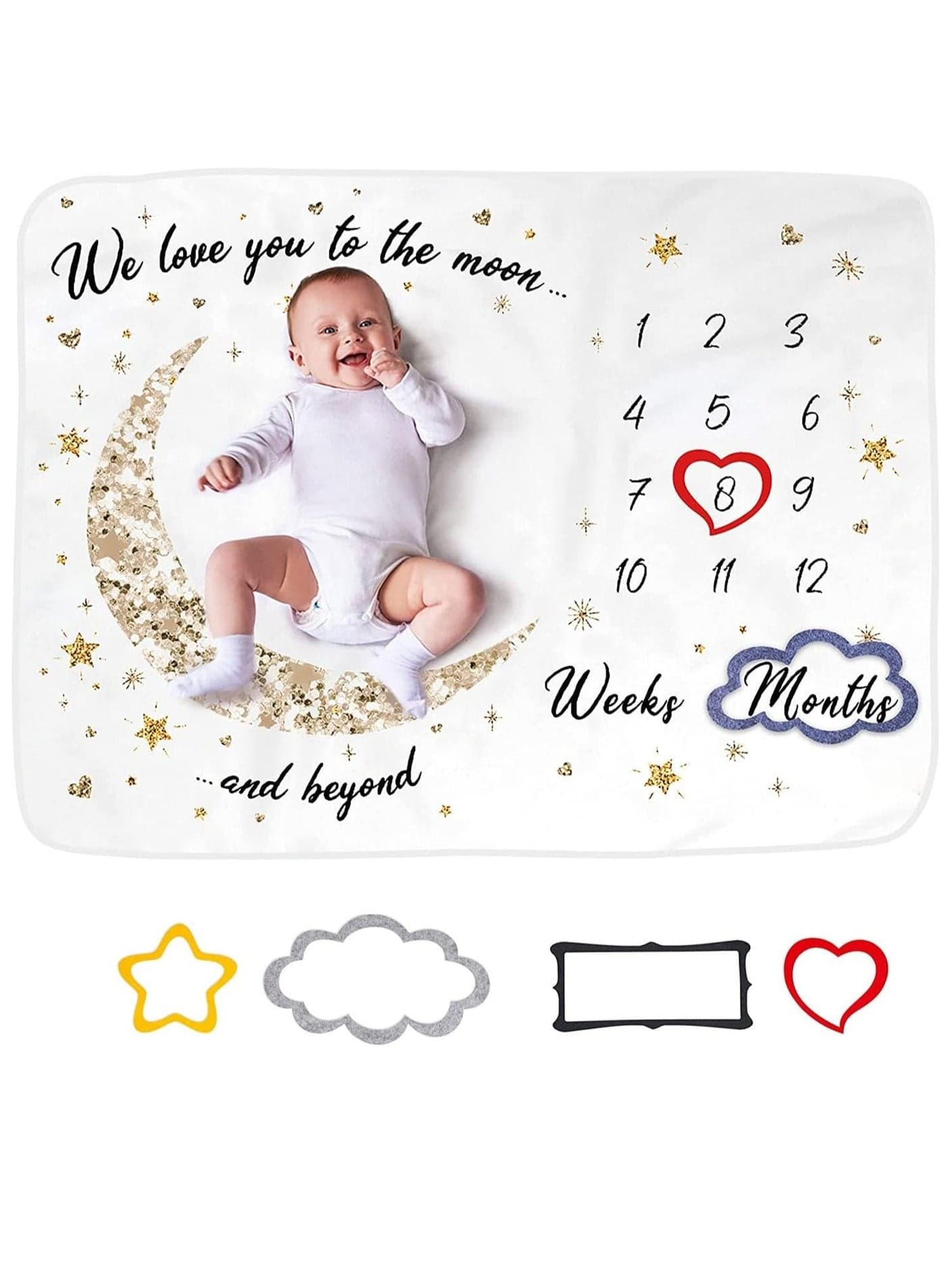 Baby Milestone Blanket Soft Thick Age Mat Monthly Blanket for Baby Pictures Personalised Baby Shower Present for New Mums