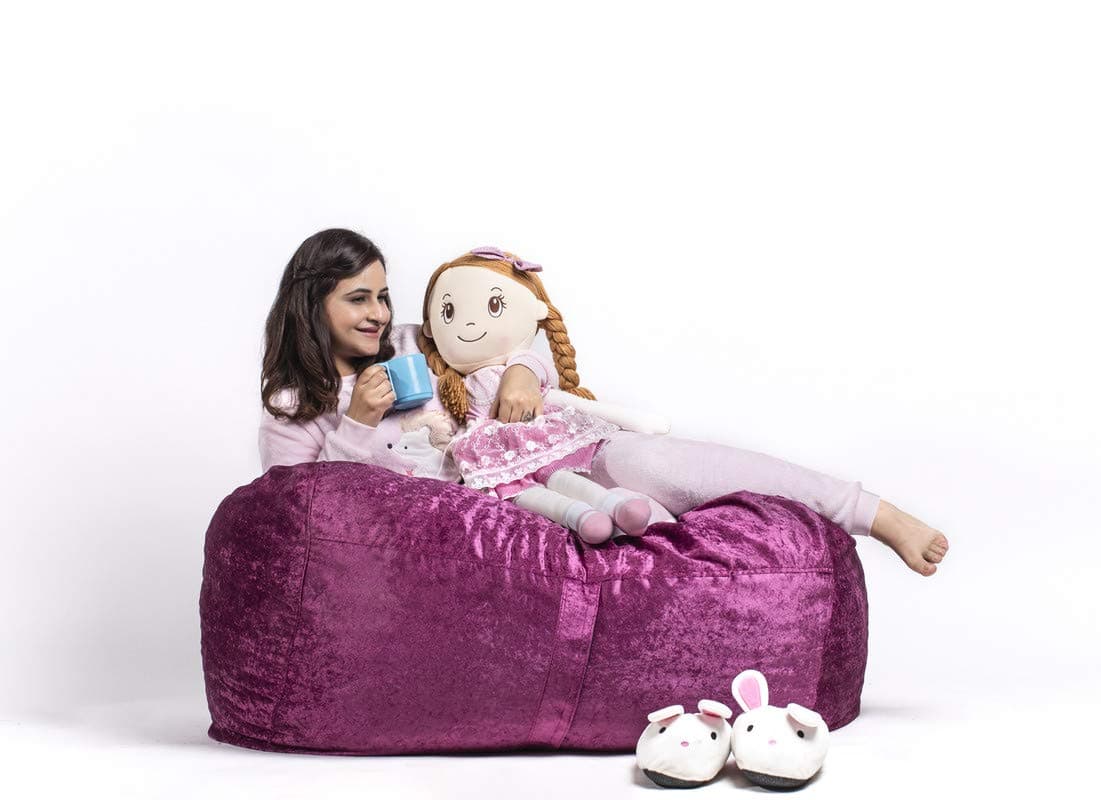 Nest Bedding 4ft Bean Bag Chair Velvet Large Size Beanbag Without Bean for Indoor Living Room Cushion Lounger Office Home for Adults Purple