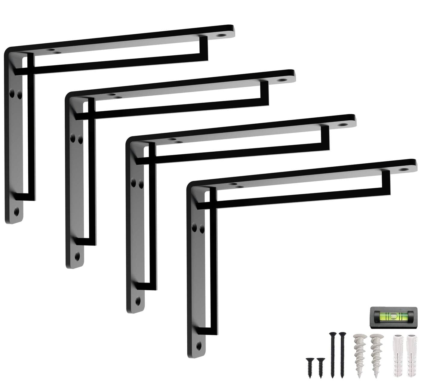 L Brackets for Shelves by Balin Designs for 8 inch - 10 Cross Style Shelves – Heavy Duty Decorative Shelf Brackets - Antique Rustic Farmhouse Mantel Shelf Bracket - Included Hardware - Set of 4