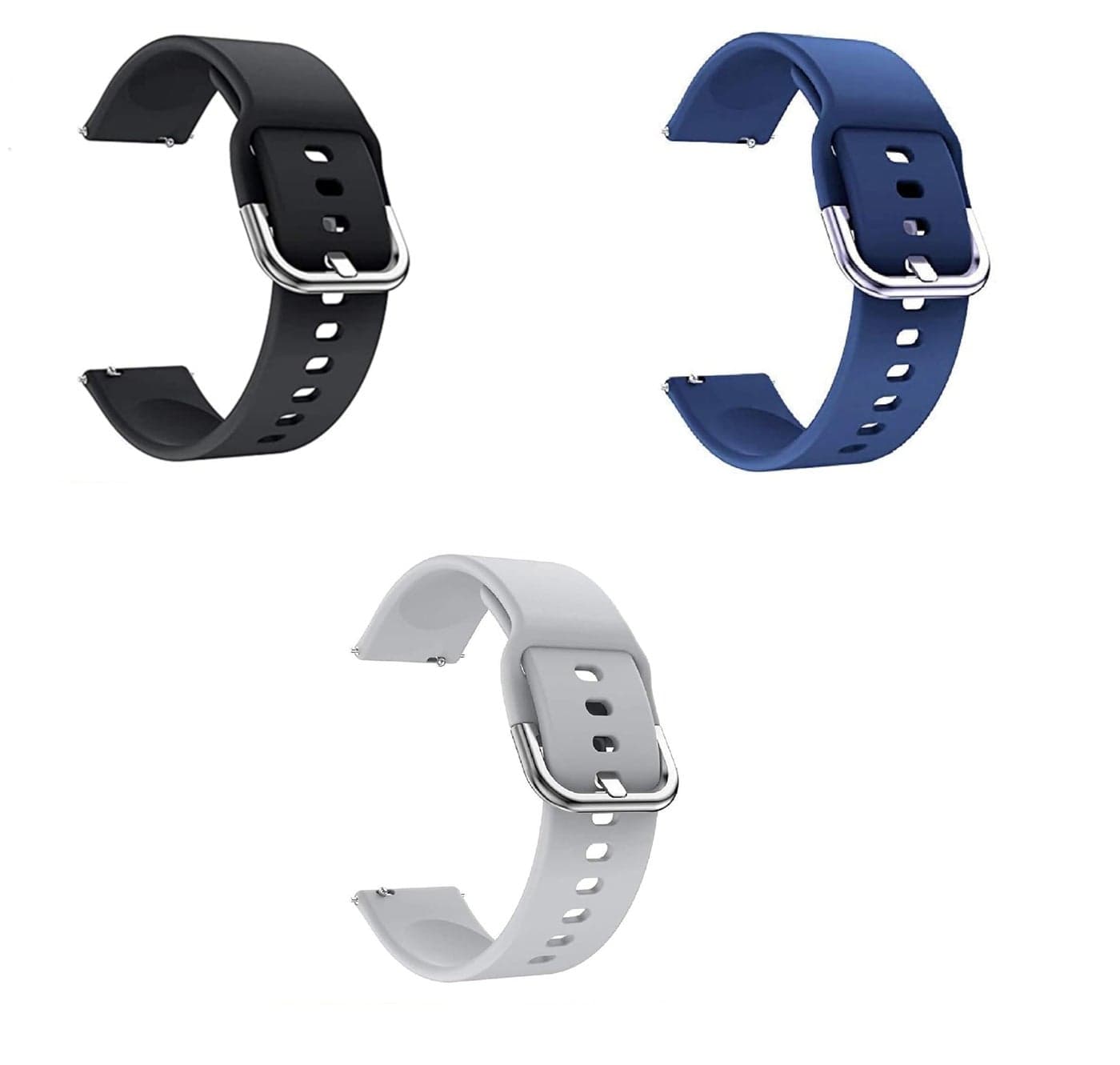 TECHNUV 19mm Silicone Strap for Noise Colorfit Pro 2, Noise Colorfit Pulse, Boat Storm Smart Watch, Boat Xtend Talk,Fireboltt Ninja 3/ Ninja 2 & 19mm All Watches (Black,Navy,Grey)