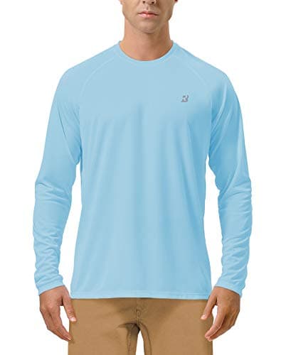 Roadbox Mens UPF 50+ UV Sun Protection Shirts Outdoor Long Sleeve SPF Diving Rash Guard for Fishing Hiking Swimming Blue