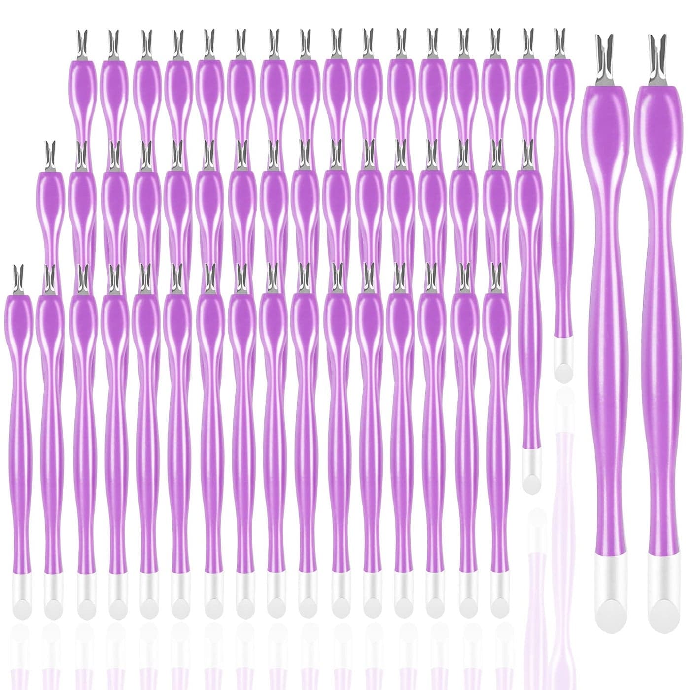 heemeei 50Pcs Nail Cuticle Trimmer Rubber Nail Cleaner Plastic Handle Cuticle Knife Double End Nail Dead Skin Fork Cuticle Pusher Bulk Nail Art Cuticle Remover Tools for Girls Women and MenPurple