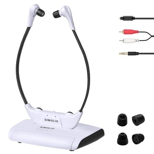 SIMOLIO Wireless Headphones for TV Watching w/Clarified Dialog, 164FT Range TV Headset for Seniors w/Balance Control & Enhanced Voice & Transmitter/Charging Dock, Gifts for Elderly, No Audio Delay