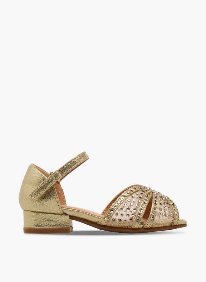Girls Embellished Block Heel Sandals — 28