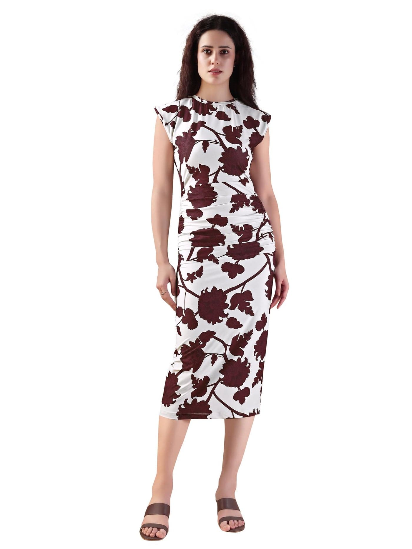 PURVAJA Women’s Bodycon Polyester Maxi Dress (Wini-217-XXL_Brown)