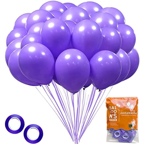 Jonhamwelbor Lavender Purple Matte Latex Balloons 12 Inches 100 Pack Light Violet Wedding Baby Shower Party Decorations Girl