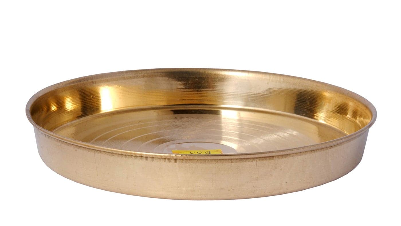 SHIV SHAKTI ARTS® Pure Brass Dinner Plate/Thali Set for Pooja & Serving Purpose (Silver Touch Khomcha Design, 25.5 cm Each) - 1 Piece