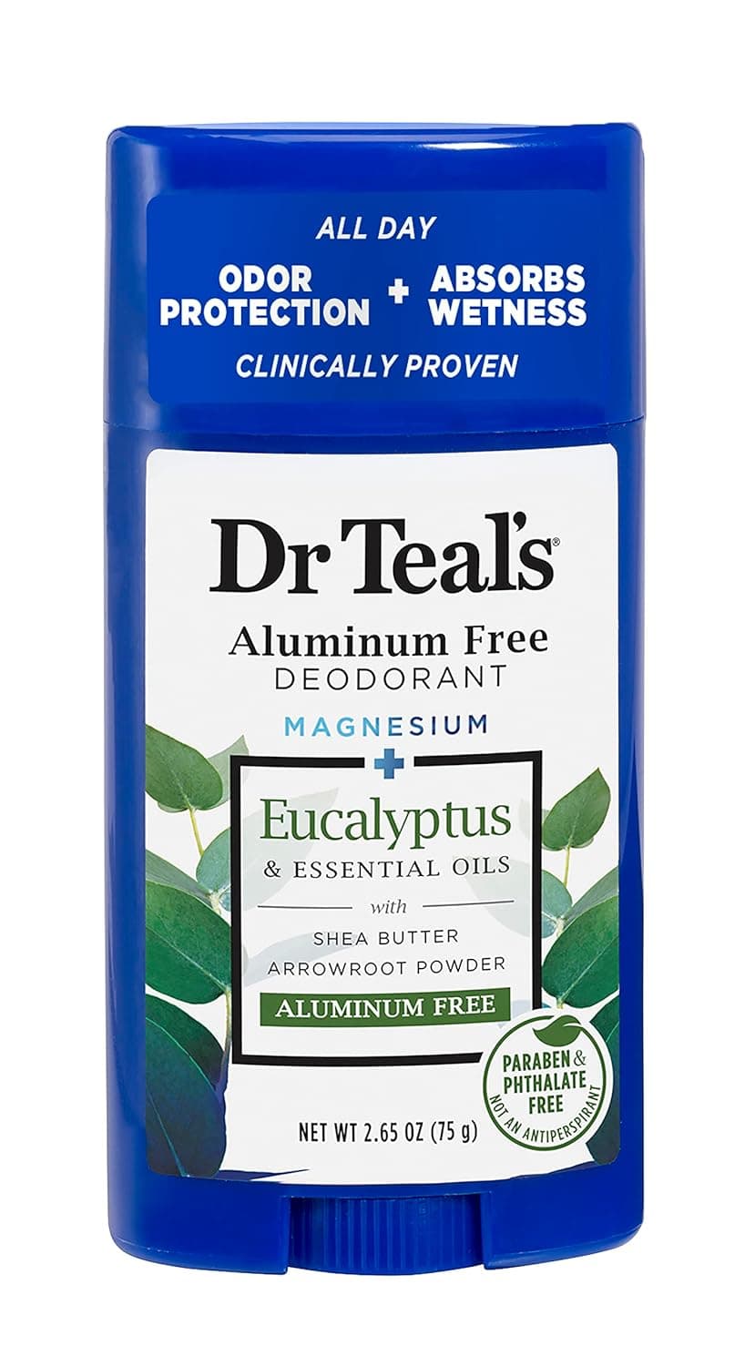 Dr Teals Aluminum Free Deodorant Stick For Unisex Eucalyptus Essential Oils 75g Paraben Phthalate Free Roll On for for Odour Protection Absorbs Wetness