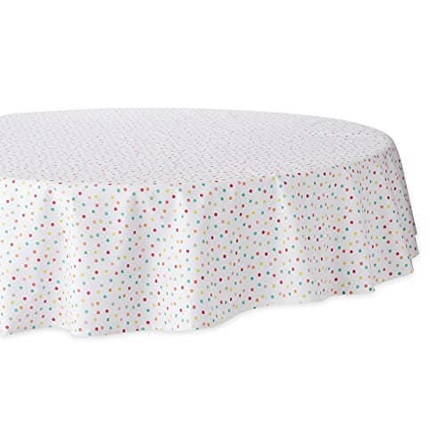 DII Polka Dot Party Print Tabletop Collection Reusable & Machine Washable, Tablecloth, 70" Round, Multicolor Confetti Dots